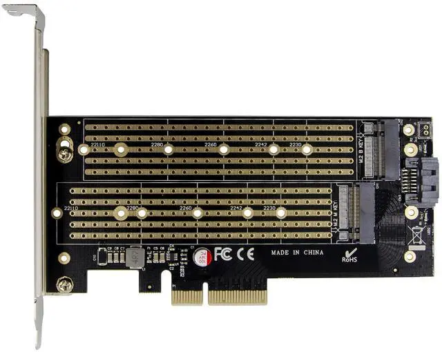 Alt view image 5 of 7 - JVFYI PCIe x4 M.2 B&M Key NVMe SSD Adapter