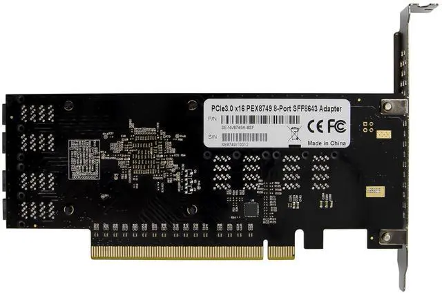 Alt view image 4 of 7 - JVFYI PCIe x16 PEX8749 8-Port SFF8643 Adapter