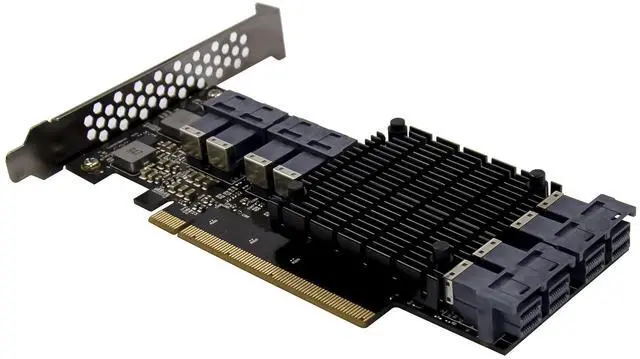 Alt view image 3 of 7 - JVFYI PCIe x16 PEX8749 8-Port SFF8643 Adapter