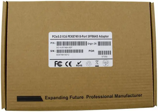 Alt view image 7 of 7 - JVFYI PCIe x16 PEX8749 8-Port SFF8643 Adapter