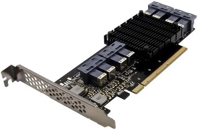 Alt view image 2 of 7 - JVFYI PCIe x16 PEX8749 8-Port SFF8643 Adapter