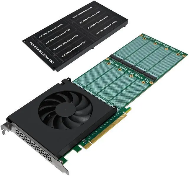 Alt view image 2 of 7 - JVFYI PCIe4.0 x16 PEX88048 8-Port M.2 NVMe SSD Adapter
