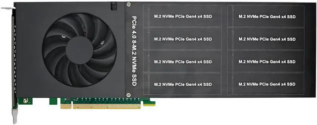 Alt view image 4 of 7 - JVFYI PCIe4.0 x16 PEX88048 8-Port M.2 NVMe SSD Adapter