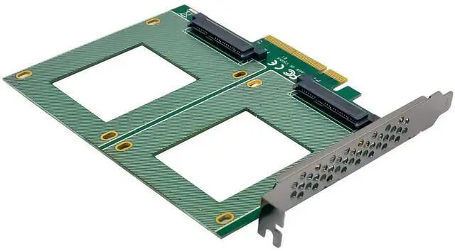 Alt view image 2 of 7 - JVFYI PCIe x8 to 2-Port U.2 SFF8639 2.5-inch SSD Adapter