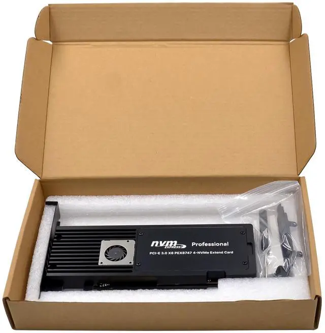 Alt view image 7 of 7 - JVFYI PCIe x8 PEX8747 4-Port M.2 NVMe SSD Adapter