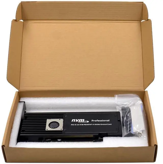 Alt view image 7 of 7 - JVFYI PCIe x16 PEX8747 4-Port M.2 NVMe SSD Adapter