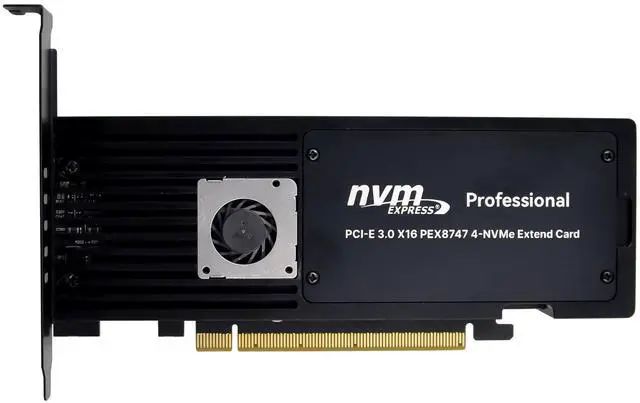 Alt view image 5 of 7 - JVFYI PCIe x16 PEX8747 4-Port M.2 NVMe SSD Adapter