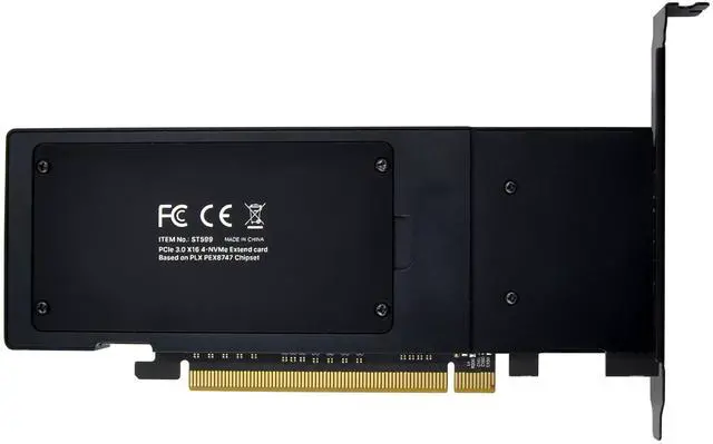 Alt view image 6 of 7 - JVFYI PCIe x16 PEX8747 4-Port M.2 NVMe SSD Adapter