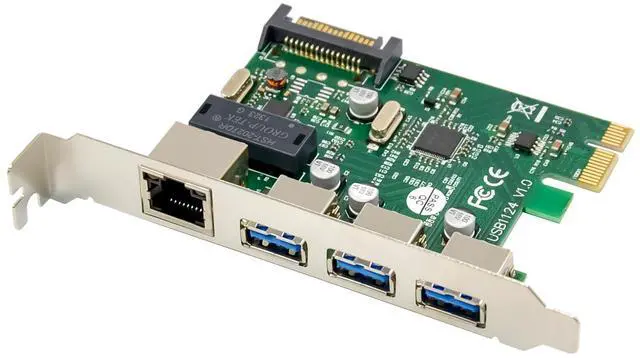 Main image of JVFYI PCIe x1 VL805 3-USB3.0 + RTL8153 Network Extend Card