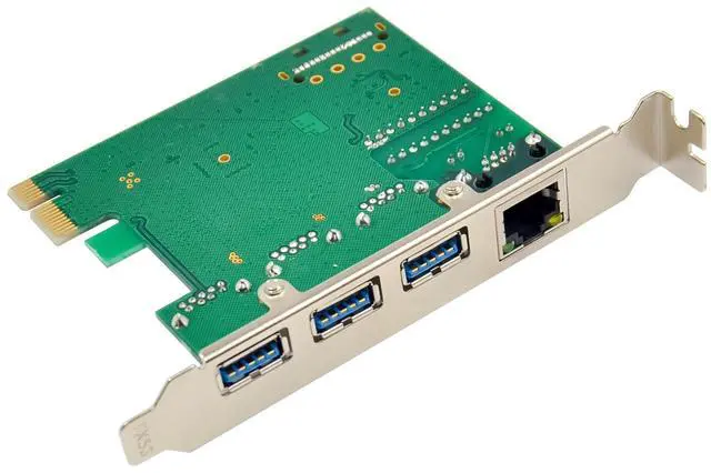 Alt view image 6 of 7 - JVFYI PCIe x1 VL805 3-USB3.0 + RTL8153 Network Extend Card