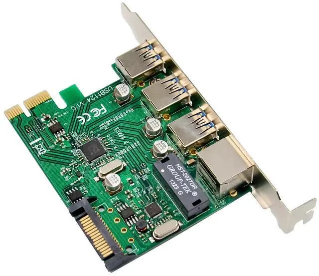Alt view image 4 of 7 - JVFYI PCIe x1 VL805 3-USB3.0 + RTL8153 Network Extend Card