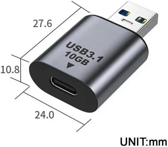 Alt view image 2 of 6 - JVFYI USB-C USB 3.1 Type C Female to USB 3.0 A Male Data Adapter 10Gbps Data Power for Laptop Tablet Phone