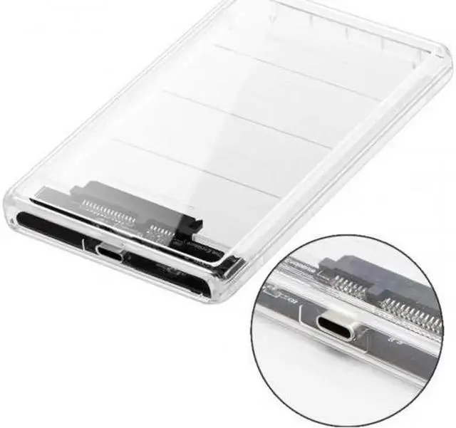 Alt view image 5 of 5 - JVFYI USB-C Type-C to 2.5 Inch SATA SSD HDD External Enclosure Transparent for Laptop & PC