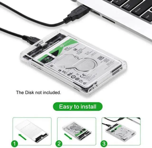 Alt view image 4 of 5 - JVFYI USB-C Type-C to 2.5 Inch SATA SSD HDD External Enclosure Transparent for Laptop & PC