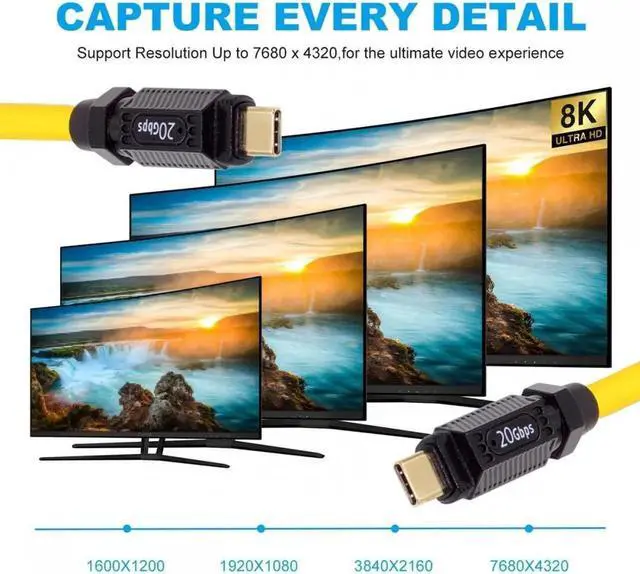 Alt view image 4 of 7 - JVFYI 1.0M Ultra Soft High Flex USB-C USB4 Cable 20Gbps 140W 8K for Gaming Keyboard Mouse Type-C Male to Male Cable Power & Data