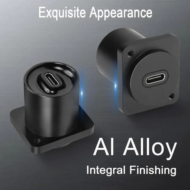 Alt view image 3 of 7 - JVFYI 10Gbps USB-C to USB-C Panel Mount Adapter, Type-C 3.1 Female to Female Straight Connector, 100W Charging, Integral Al Alloy Housing, D-Type/XLR Panel Mount, Extension