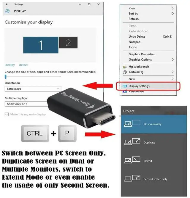 Alt view image 2 of 7 - JVFYI Virtual Display Adapter USB-C Type-C DDC EDID Dummy Plug Headless Ghost Display Emulator 1920x1080p@60Hz
