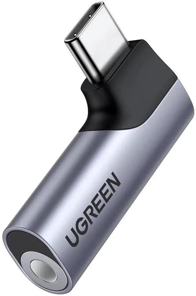 Main image of UGREEN USB C to 3.5mm Audio Adapter Type C Aux Headphone Jack DAC Stereo Mic HiFi Right Angle Dongle Compatible with iPhone 17 16 15 Pro Max/16 15 Plus, iPad Pro, Galaxy S25 Ultra Pixel 9, Gray