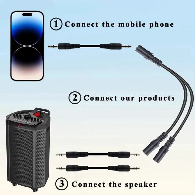 Alt view image 5 of 7 - JVFYI 9 inch Stereo (1/8 inch) 3.5mm 1 Female to 2 Females Y Splitter Audio Cable & Gender Changer