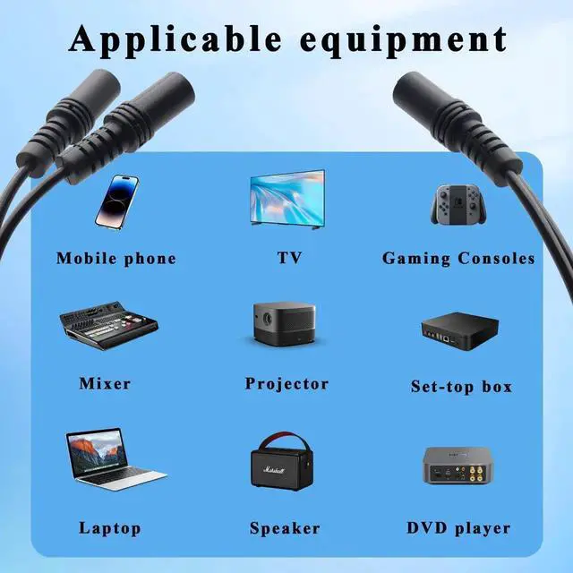 Alt view image 7 of 7 - JVFYI 9 inch Stereo (1/8 inch) 3.5mm 1 Female to 2 Females Y Splitter Audio Cable & Gender Changer