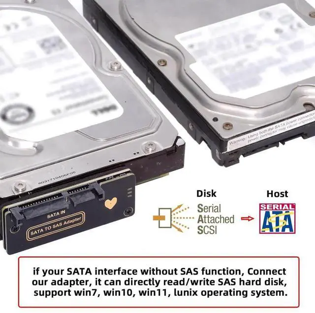 Alt view image 7 of 7 - JVFYI SFF-8482 SAS 29Pin to 7+15 22Pin SATA Hard Disk Drive Raid Adapter with SAS Controller Chipset and Power Port