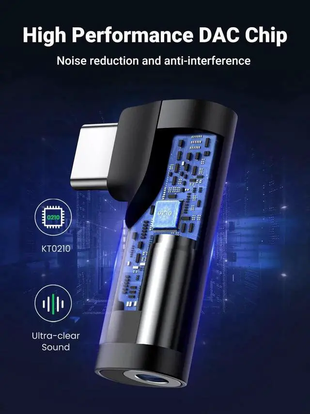 Alt view image 4 of 7 - UGREEN USB C to 3.5mm Audio Adapter Type C Aux Headphone Jack DAC Stereo Mic HiFi Right Angle Dongle Compatible with iPhone 17 16 15 Pro Max/16 15 Plus, iPad Pro, Galaxy S25 Ultra Pixel 9, Black