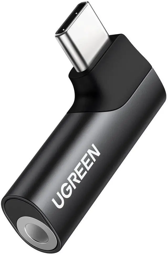 Main image of UGREEN USB C to 3.5mm Audio Adapter Type C Aux Headphone Jack DAC Stereo Mic HiFi Right Angle Dongle Compatible with iPhone 17 16 15 Pro Max/16 15 Plus, iPad Pro, Galaxy S25 Ultra Pixel 9, Black