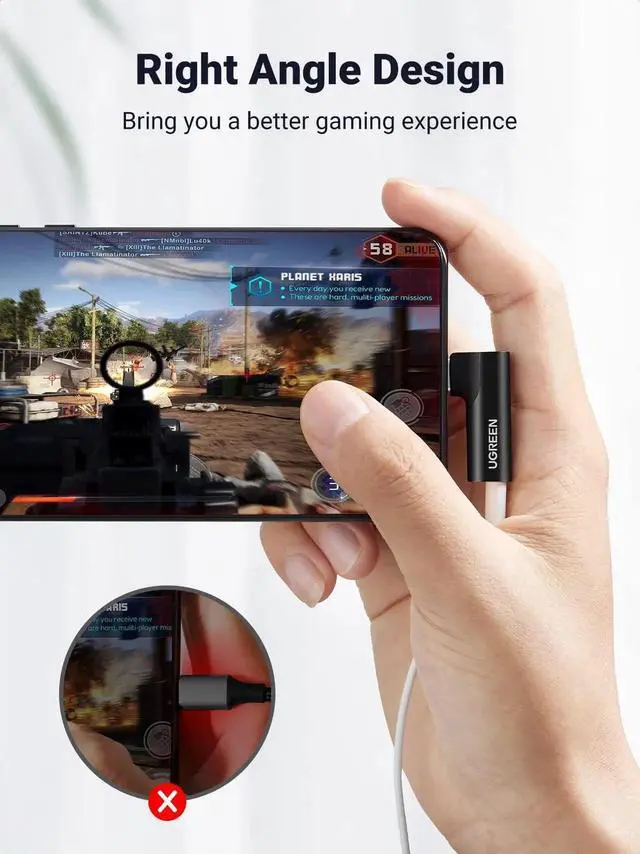 Alt view image 3 of 7 - UGREEN USB C to 3.5mm Audio Adapter Type C Aux Headphone Jack DAC Stereo Mic HiFi Right Angle Dongle Compatible with iPhone 17 16 15 Pro Max/16 15 Plus, iPad Pro, Galaxy S25 Ultra Pixel 9, Black