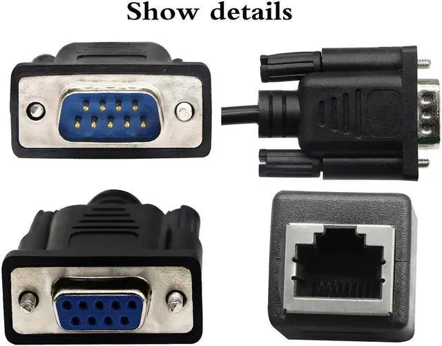 Alt view image 4 of 7 - JVFYI RJ45 to RS232 Cable, DB9 9-Pin Serial Port Female&Male to RJ45 Female Cat5/6 Ethernet LAN Console15CM/6Inch 2Pack
