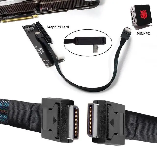 Alt view image 6 of 7 - JVFYI Straight Type Connector OcuLink PCI-Express SFF-8611 4i Male to PCIe SFF-8611 Male Data Active Cable for External eGPU SSD, 50cm