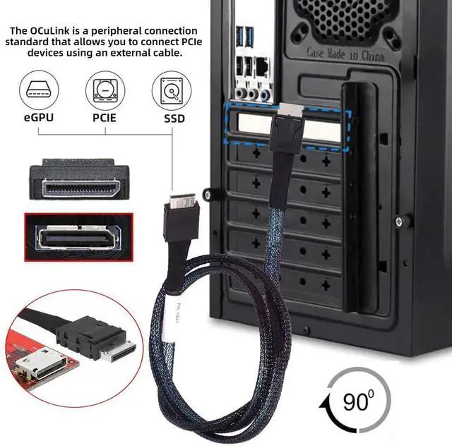 Alt view image 2 of 7 - JVFYI Straight Type Connector OcuLink PCI-Express SFF-8611 4i Male to PCIe SFF-8611 Male Data Active Cable for External eGPU SSD, 50cm