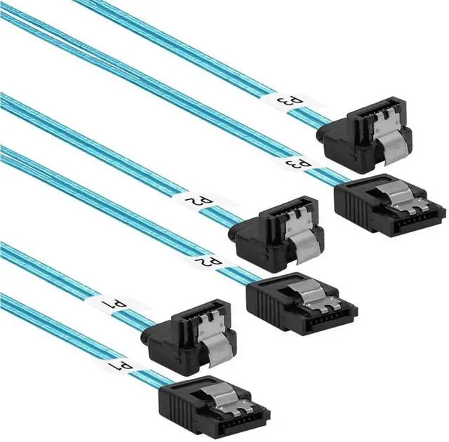 Main image of JVFYI Right-Angle SATA-III Cable:24 Inches,3-Pack Thin SATA 90-Degree Angled to Straight 2Ft 6Gbps Data Cable for SDD,HDD,Computer Blue (0.6M)