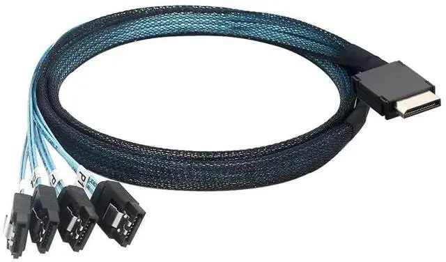 Alt view image 2 of 4 - JVFYI Oculink PCI-Express SAS SFF-86114i to 4X SATA Server High-Speed Conversion Cable 50CM