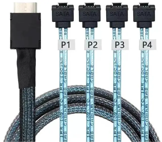 Alt view image 3 of 5 - JVFYI OCuLink PCI-Express SAS SFF-8611 4i to SATA 7P 90 Degree Adapter Cable 50CM