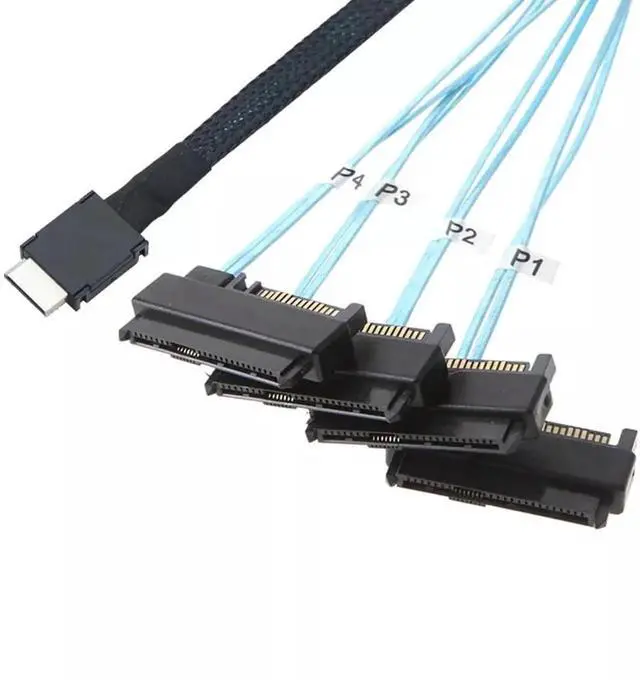 Main image of JVFYI OCuLink PCIe SFF-8611 4I to 4X SFF8482 SAS 29P with SATA 15P Power Adapter Cable 50CM