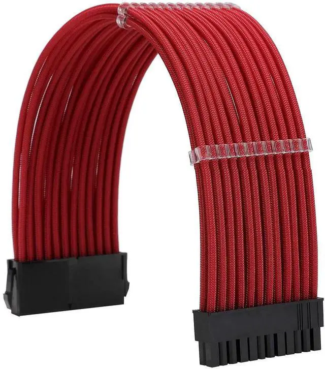Alt view image 3 of 6 - JVFYI Sleeve Extension Power Supply Cable Kit 18AWG ATX 24P+ EPS 8-P+PCI-E8-P with Combs for PSU to Motherboard/GPU (red)