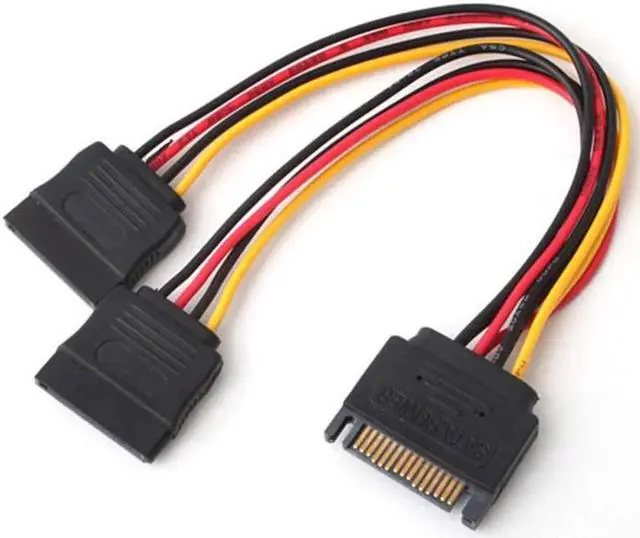 Alt view image 4 of 5 - SATA Power Y Splitter Cable, 15 Pin SATA Power Splitter Cable Adapter SATA 15 Pin Male to Dual Female Power Y- Cable, 7 Inch 2 packs