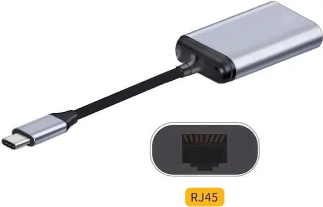 Alt view image 3 of 7 - JVFYI USB C to Gigabit Ethernet Adapter, USB 3.1 Type C Male to 1000Mbps RJ45 Ethernet Female LAN Cable Adapter for Laptops, Stable Wired Network Connection for Gaming, Streaming, Office & Home Use