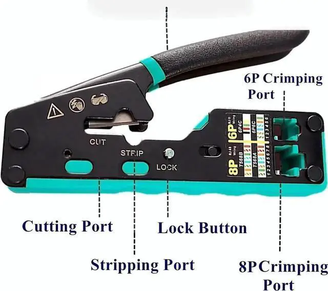 Alt view image 4 of 7 - JVFYI RJ45 Crimping Tool Kit Pass Through Ethernet Crimper Cat6A Cat6 Cat5e Cat5 Crimping Tool Kit Cat6 Crimping Tool, 110 Punch Down Tool, Cable Tester, 30Pcs Cat6 Pass Through Connector