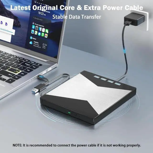 Alt view image 2 of 7 - External Blu Ray Drives, 4K Portable Blu Ray Burner USB 3.0 Type-C UHD BD Player with SD/TF Port, CD/DVD Burner R/W 3D Blu Ray Drive, External 4k Blu Ray Drive Compatible with Windows Mac OS Laptop