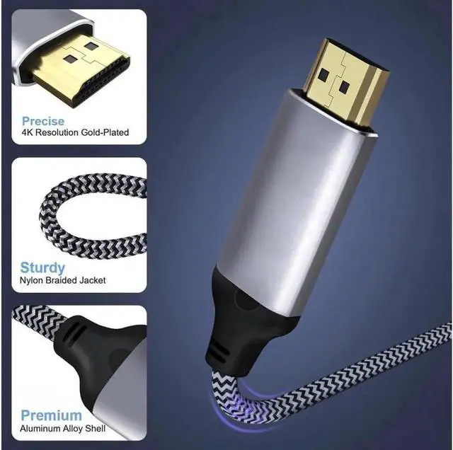 Alt view image 2 of 7 - JVFYI Mini DisplayPort 1.4 Source to HDMI 2.0 Display 8K 60hz UHD 4K MINI-DP to HDMI Male Monitor Cable 6FT/1.8M