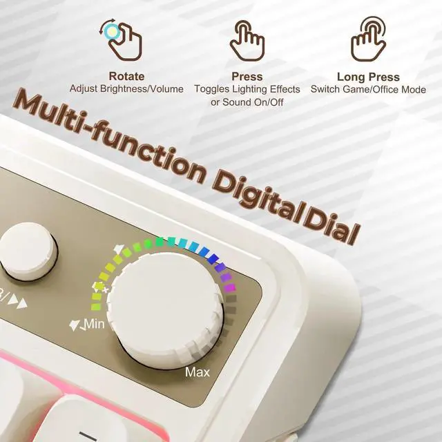 Alt view image 7 of 7 - Vszerda S99 Gaming Keyboard, Wireless Computer Keyboards, Tri-Mode Bluetooth/2.4GHz/USB-C Custom Creamy Keyboard with Number Pad, RGB Backlit Media Knob Cute Programmable Keyboard for PC Gamer - Green