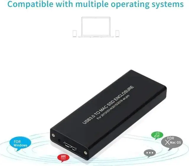 Alt view image 2 of 7 - USB C 3.0 to 12+16Pin SSD Enclosure Compatible with Apple MacBook Air pro Retina 2013 2014 2015 2016 SSD A1493 A1502 (Black)