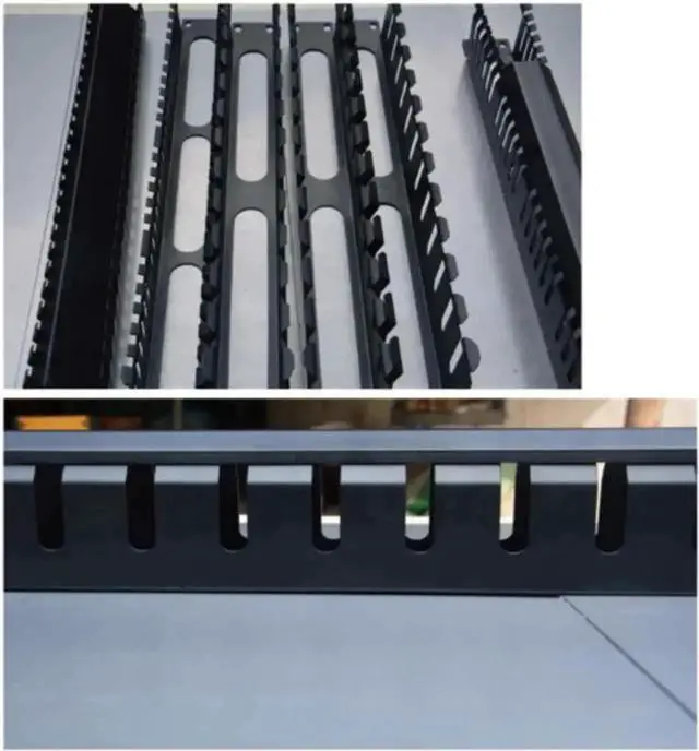 Alt view image 2 of 3 - 1U Cable Management Horizontal Mount 19 Inch Server Rack , 12 Slot Metal Finger Duct Wire Organizer With Cover