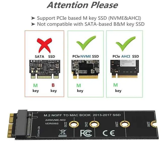 Alt view image 3 of 7 - M.2 NVME SSD Convert Adapter Card for Upgrade MacBook Air (2013-2017)