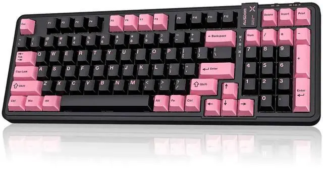 Main image of 98Pro Silent Wireless Mechanical Keyboard, Tri-Mode BT/2.4G/USB-C Hot Swappable Custom Quiet Keyboard with Backlit, Gasket Structure, PBT Keycaps,Pre-lubed Tactile Switches(Black & Pink-Silent)