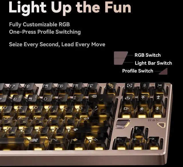 Alt view image 4 of 7 - QK Hex80 HE Magnetic Gaming Keyboard, 80% TKL, CNC Aluminum, Hall-Effect Ti Switches, 8 kHz Polling, Rapid Trigger, RGB Backlight (Gery)