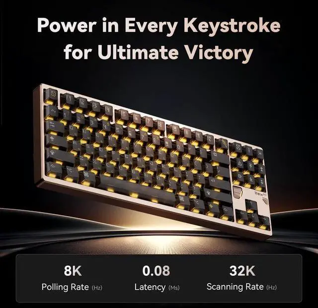 Alt view image 3 of 7 - QK Hex80 HE Magnetic Gaming Keyboard, 80% TKL, CNC Aluminum, Hall-Effect Ti Switches, 8 kHz Polling, Rapid Trigger, RGB Backlight (Purple)