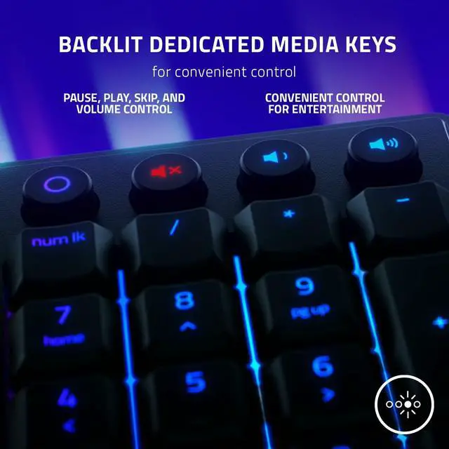 Alt view image 5 of 7 - Gaming Keyboard: Low Profile Keys - Mecha Membrane Switches - UV Coated Keycaps - Backlit Media Keys - 10 Zone RGB Lighting - Spill Resistant - Magnetic Wrist Wrest - Snap Tap
