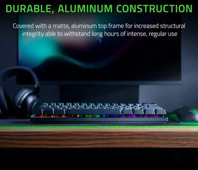 Alt view image 5 of 6 - Huntsman Mini 60% Gaming Keyboard: Clicky Optical Switches - Aluminum Top Frame - Chroma RGB Lighting - PBT Keycaps - Onboard Memory - Snap Tap - Black